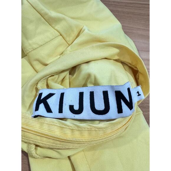 Kijun Yellow Mock Neck Open Back Long Sleeve Top Sz 1 - Picture 5 of 5